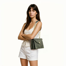 Load image into Gallery viewer, Comtesse 01 Olive Leather Shoulder Bag
