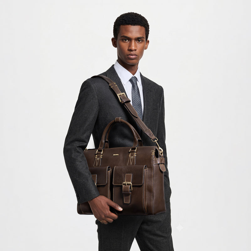 Baron 01 Brown Leather Briefcase