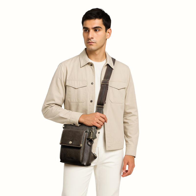 Viscounti 01 Olive Leather Crossbody