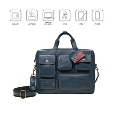 Load image into Gallery viewer, Rhapsody 02 Blue Leather Briefcase
