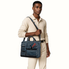 Load image into Gallery viewer, Rhapsody 02 Blue Leather Briefcase
