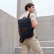 Load image into Gallery viewer, Compass Blue Canvas Backpack
