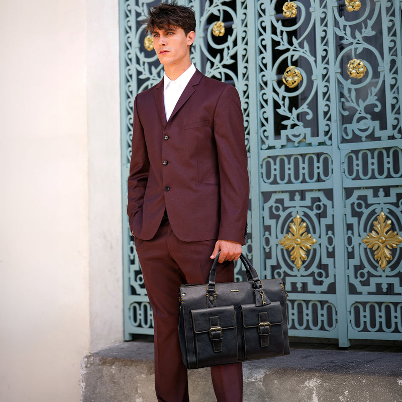 Baron 01 Black Leather Briefcase