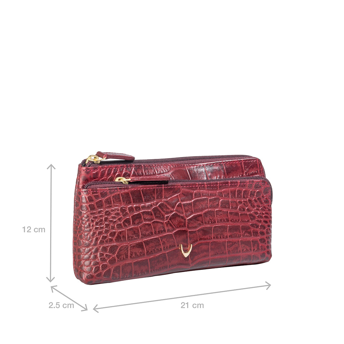 Hidesign Hong Kong Croco Red Textured Bi-Fold Wallet for Women