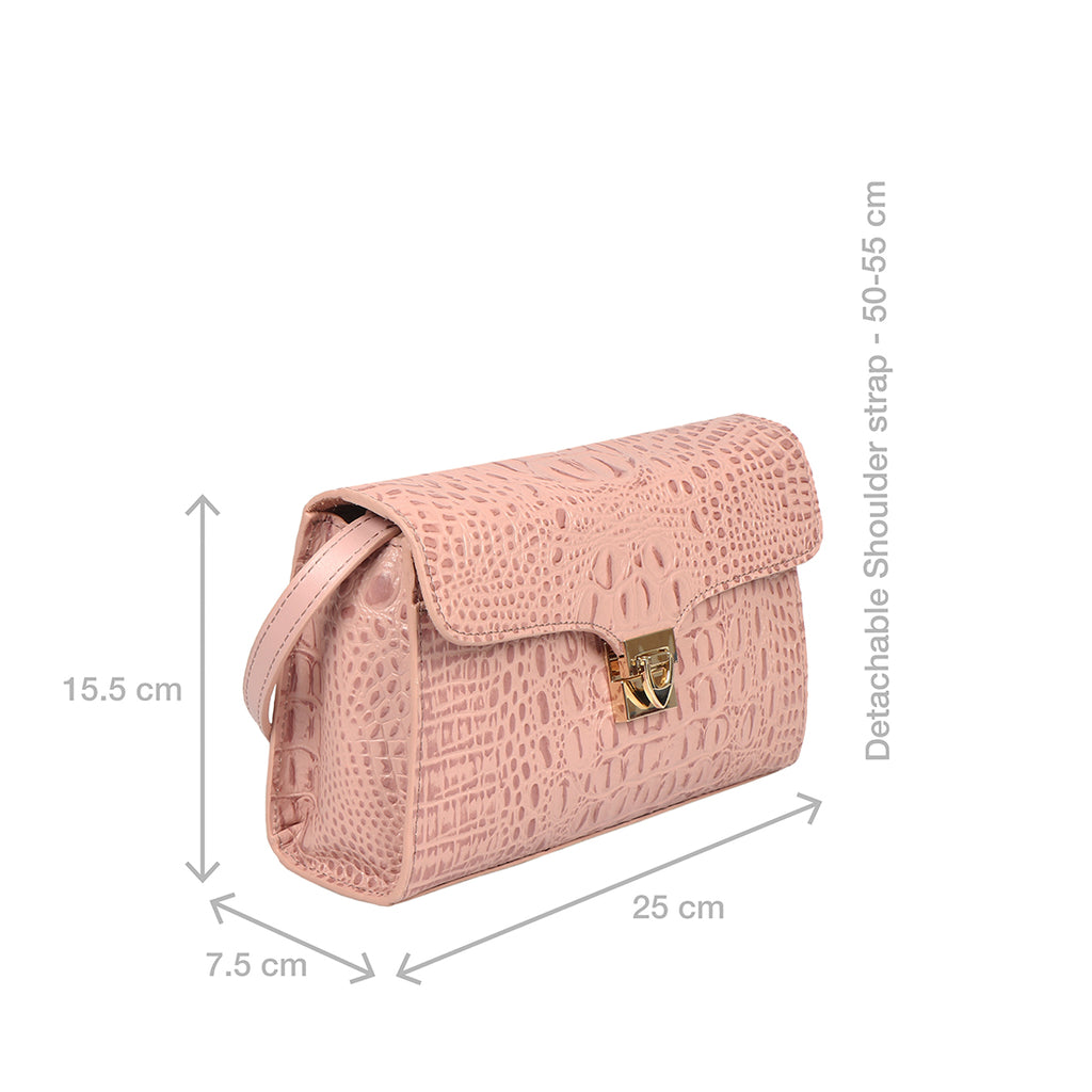 HIDESIGN Croc-Embossed Leather Sling Bag For Women (Pink, OS)