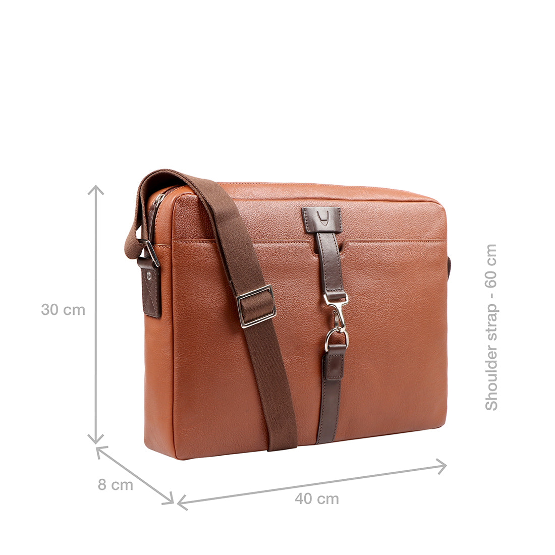 HIDEONLINE LEATHER LAPTOP MESSENGER BAG / MAN BAG IN COGNAC