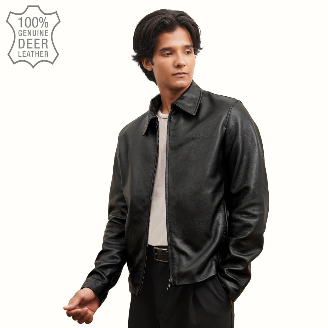 Arthur 01 Men's Black Zip Up Style Leather Jacket – Hidesign