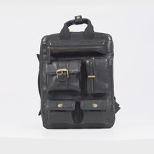 Load and play video in Gallery viewer, Baron 02 Black Leather Backpack
