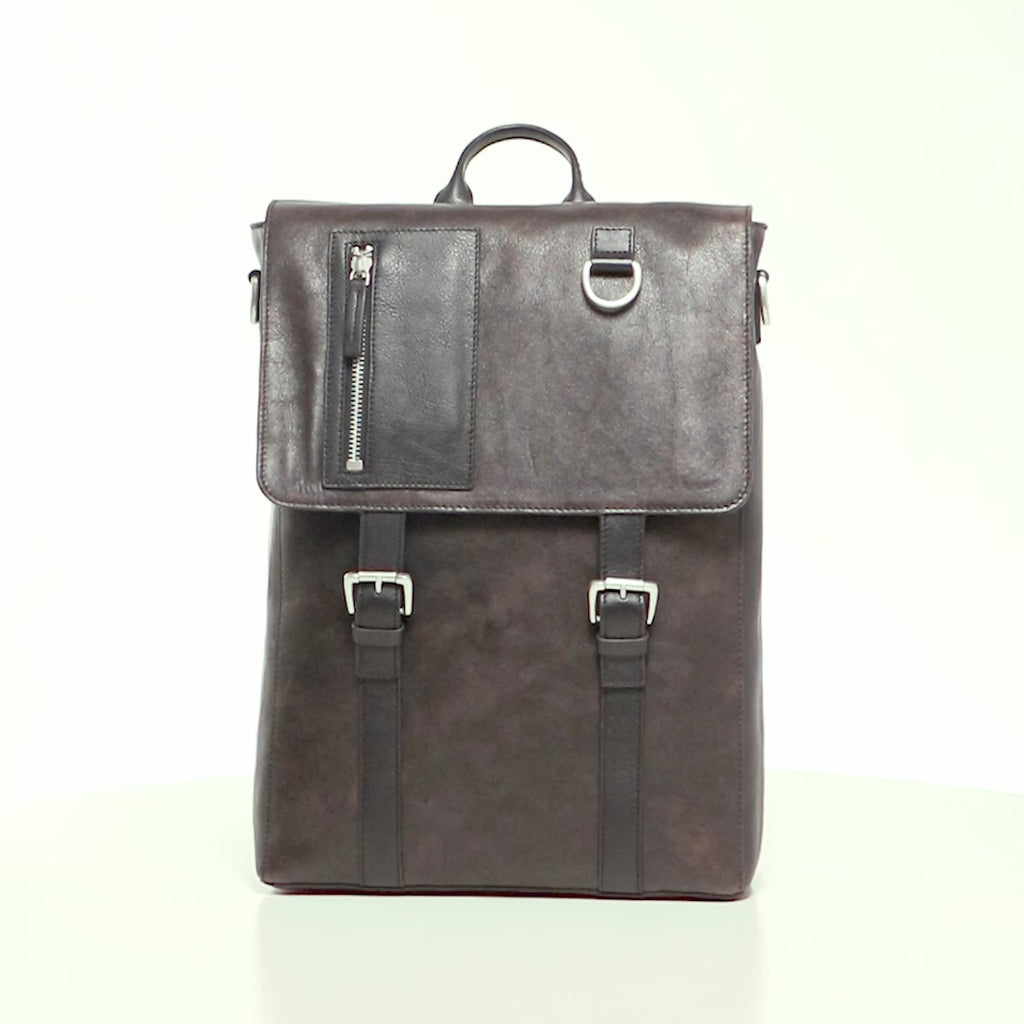 Buy Hidesign Spruce 05 Sb Black Leather Medium Backpack Online At