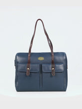 Load and play video in Gallery viewer, Ee London 01 Blue Leather Tote Bag
