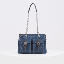 Load and play video in Gallery viewer, Lunara 02 Blue Leather Shoulder Bag
