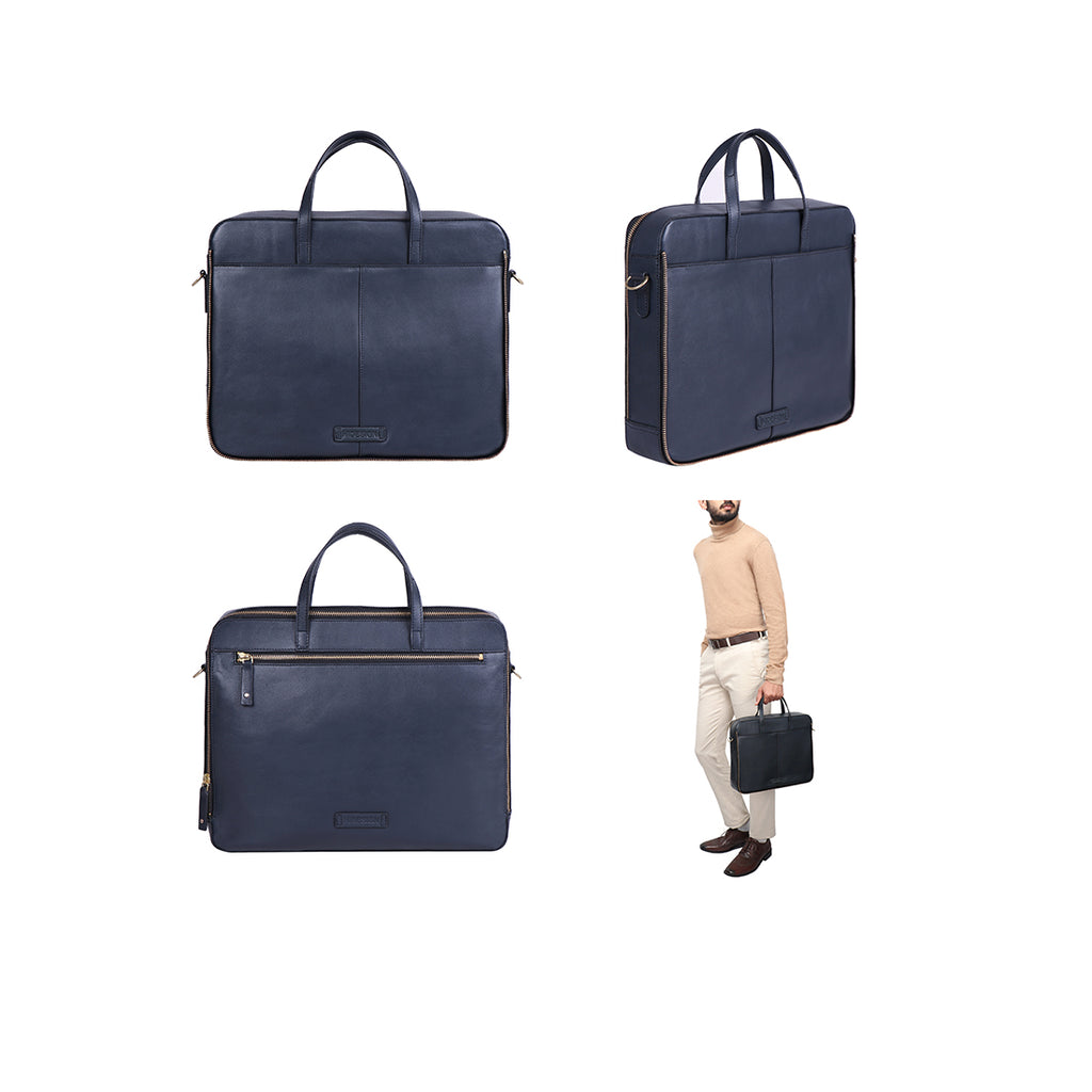 Buy Hidesign Nausar 03 Navy Casual Canvas Laptop Bag for Men For