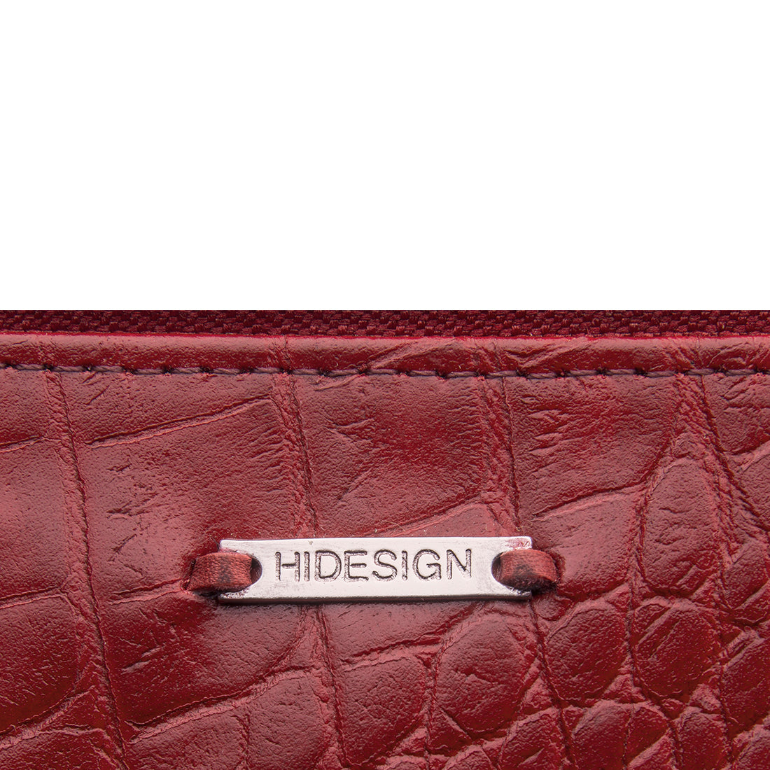 Hidesign Hong Kong Croco Red Textured Bi-Fold Wallet for Women