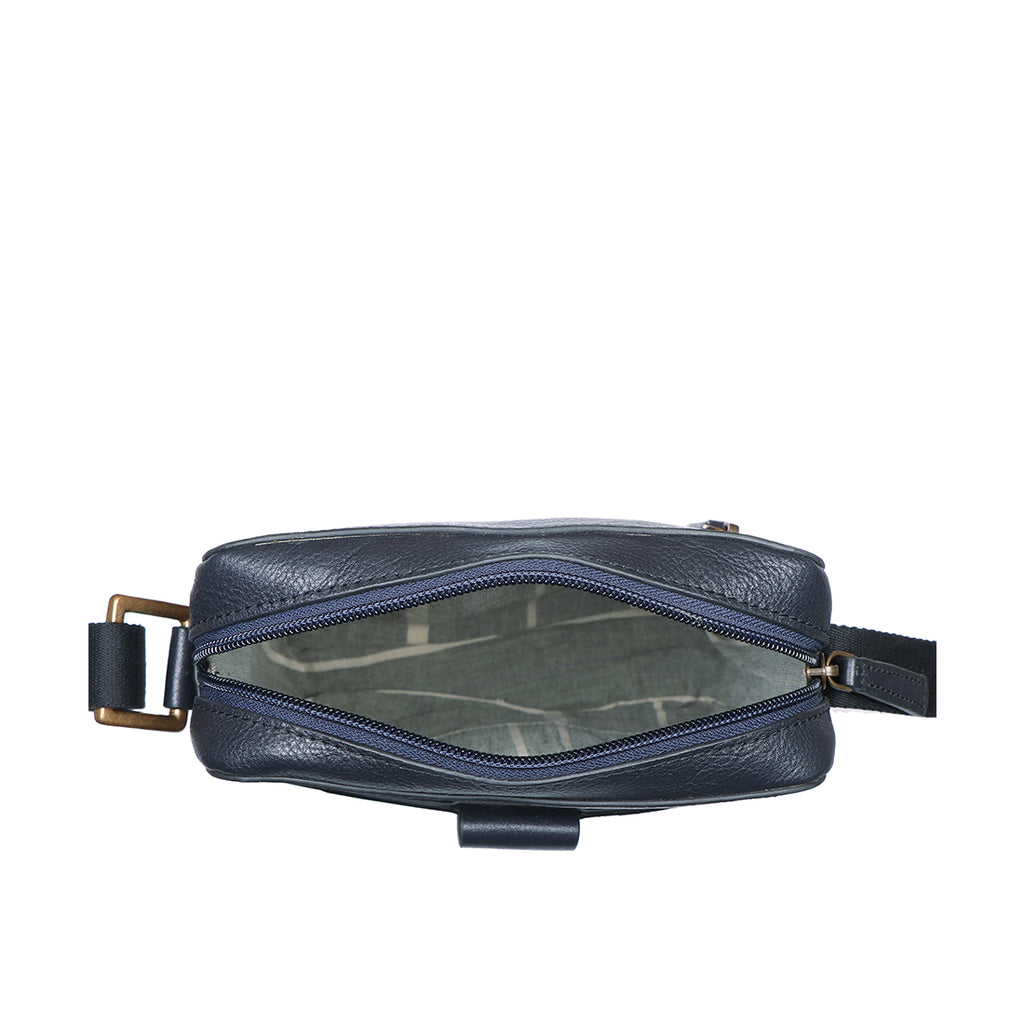 Blue Leather Crossbody Camera Bag