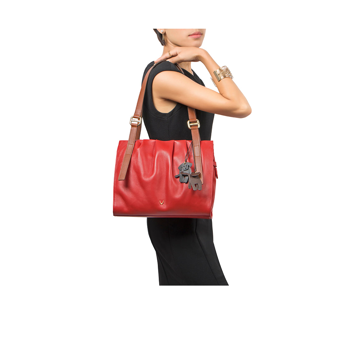 Buy Hidesign Brick Red Textured Medium Shoulder Handbag For Women