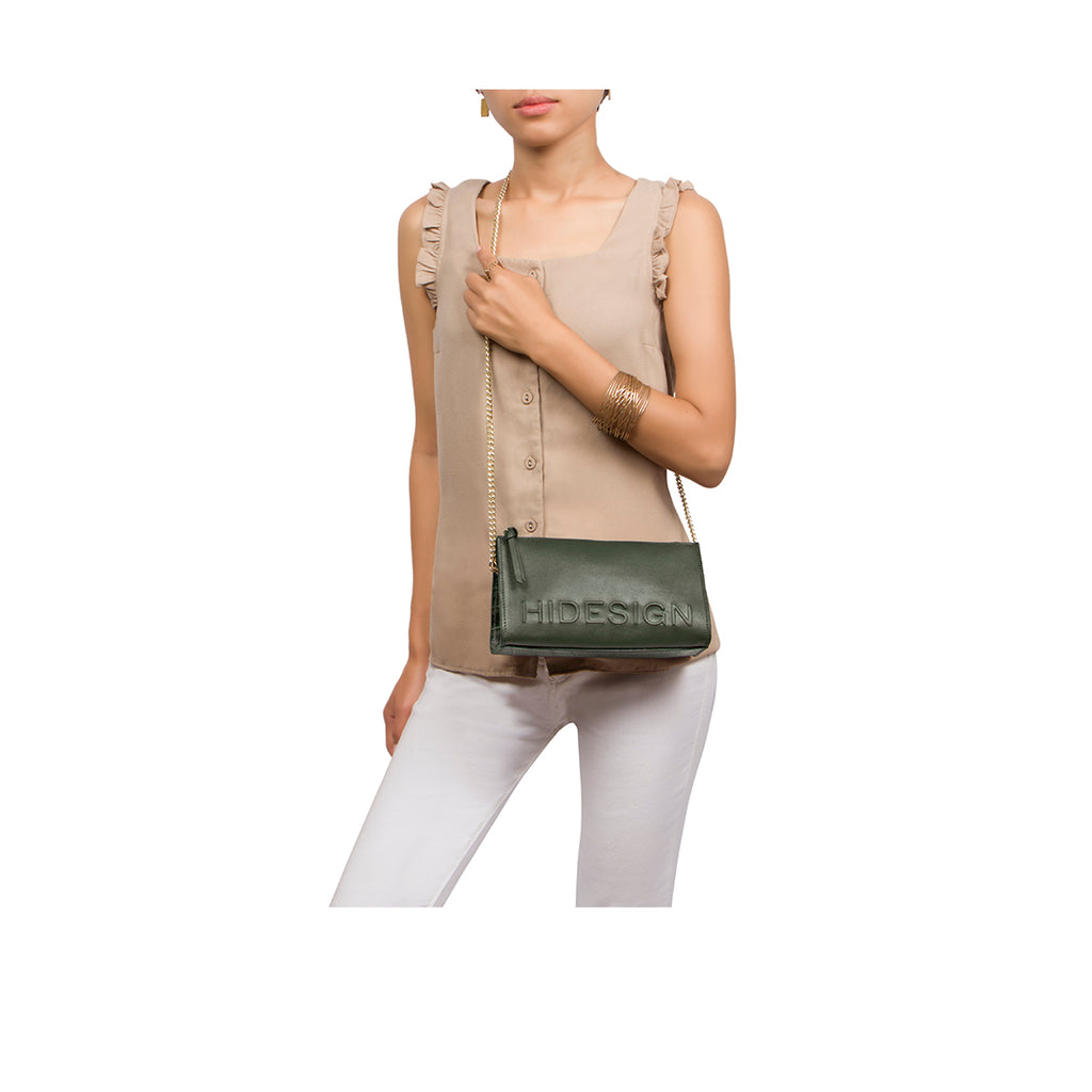 Hidesign Green Patterned Sling Bag