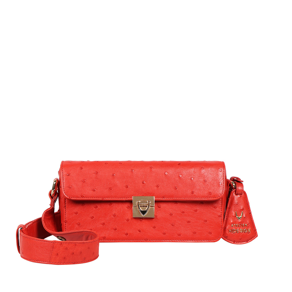 Buy Hidesign Red Textured Leather Shoulder Bag - Handbags for Women 8324467