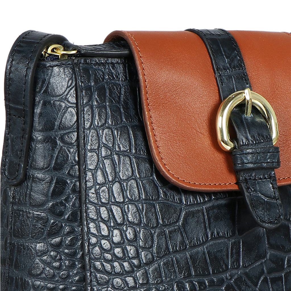 Buy Hidesign Women Blue Genuine Leather Sling Bag Online at Best