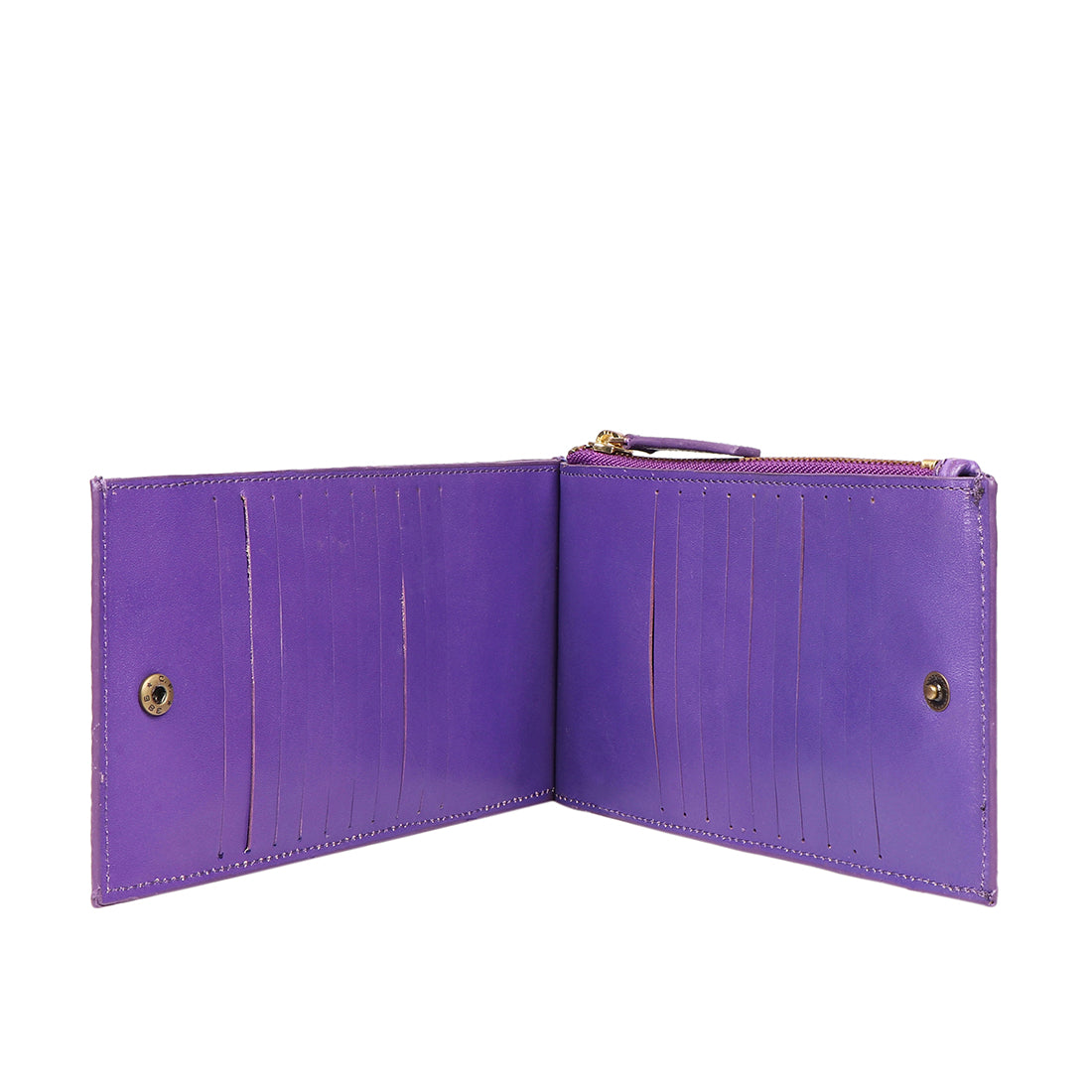 Long flap wallet - Grained shiny calfskin & gold-tone metal, purple —  Fashion