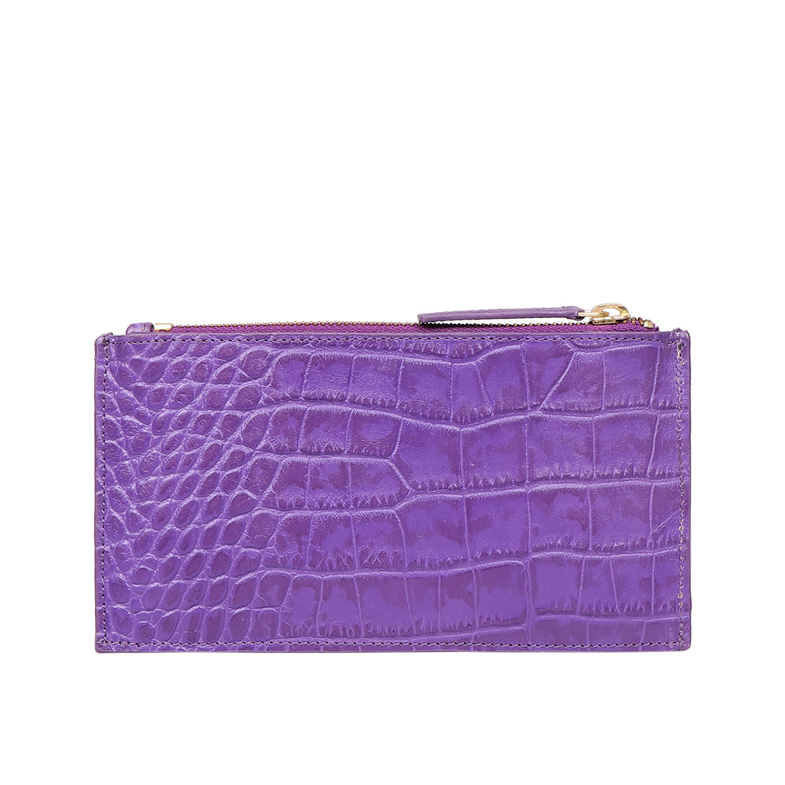 Small flap wallet - Grained shiny calfskin & gold-tone metal, purple —  Fashion